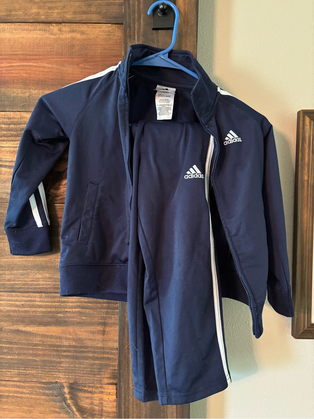 adidas Navy and White Kids Track Jacket & Pants track suit size 4T